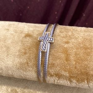 Two Tone Cross Bangle bracelet